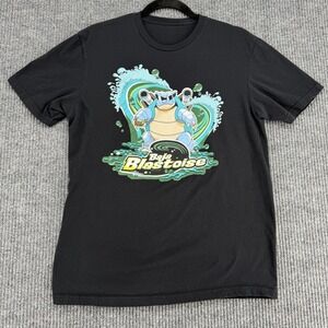 Pokemon Baja Blastoise Graphic Tee Mens Small Black Anime Y2K Shirt